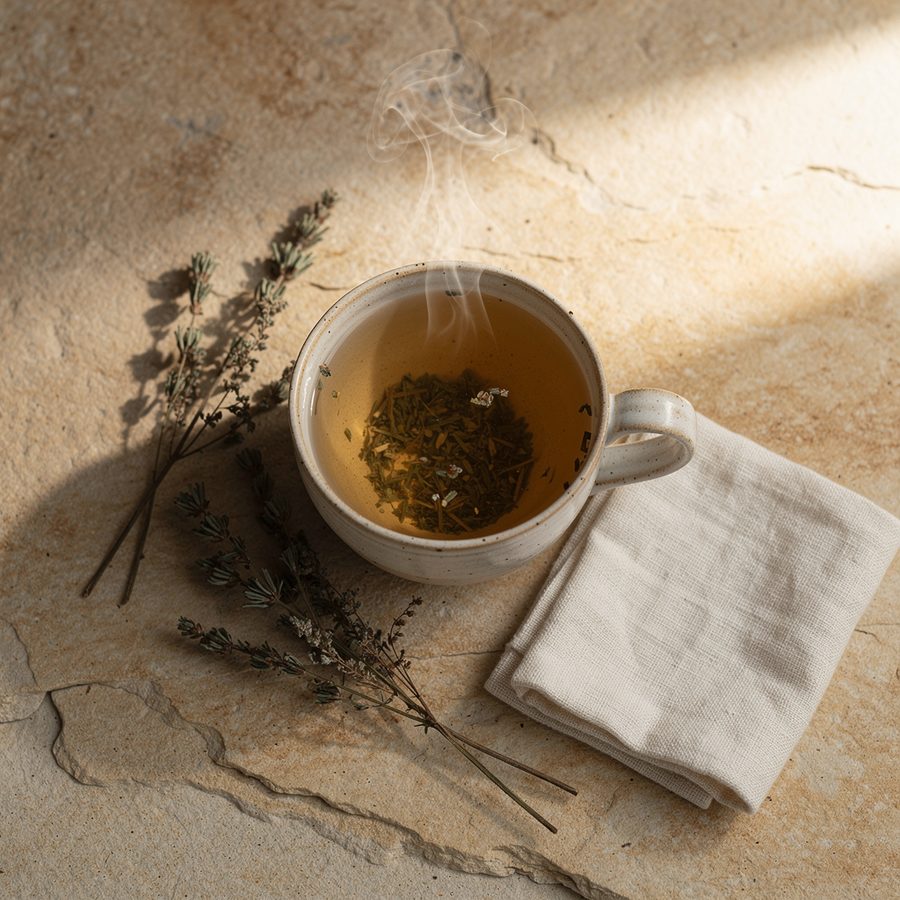 Tasse warmer Kräutertee